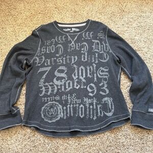 Y2k Slade Wilder Dark Grey Thermal Long Sleeve XL Waffle Knit Grunge Skater